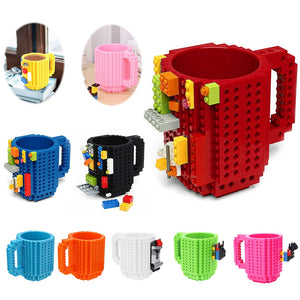 350ml Creative Coffee Mug Travel Cup Kids Adult Cutlery Lego Mug Drink Mixing Cup Dinnerware Set for Child