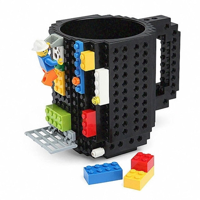 350ml Creative Coffee Mug Travel Cup Kids Adult Cutlery Lego Mug Drink Mixing Cup Dinnerware Set for Child