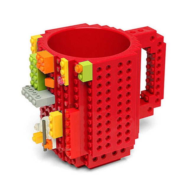 350ml Creative Coffee Mug Travel Cup Kids Adult Cutlery Lego Mug Drink Mixing Cup Dinnerware Set for Child